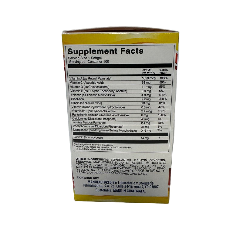 Vital Fuerte Vitamins Dietary Supplement Antioxidant 100 Capsules