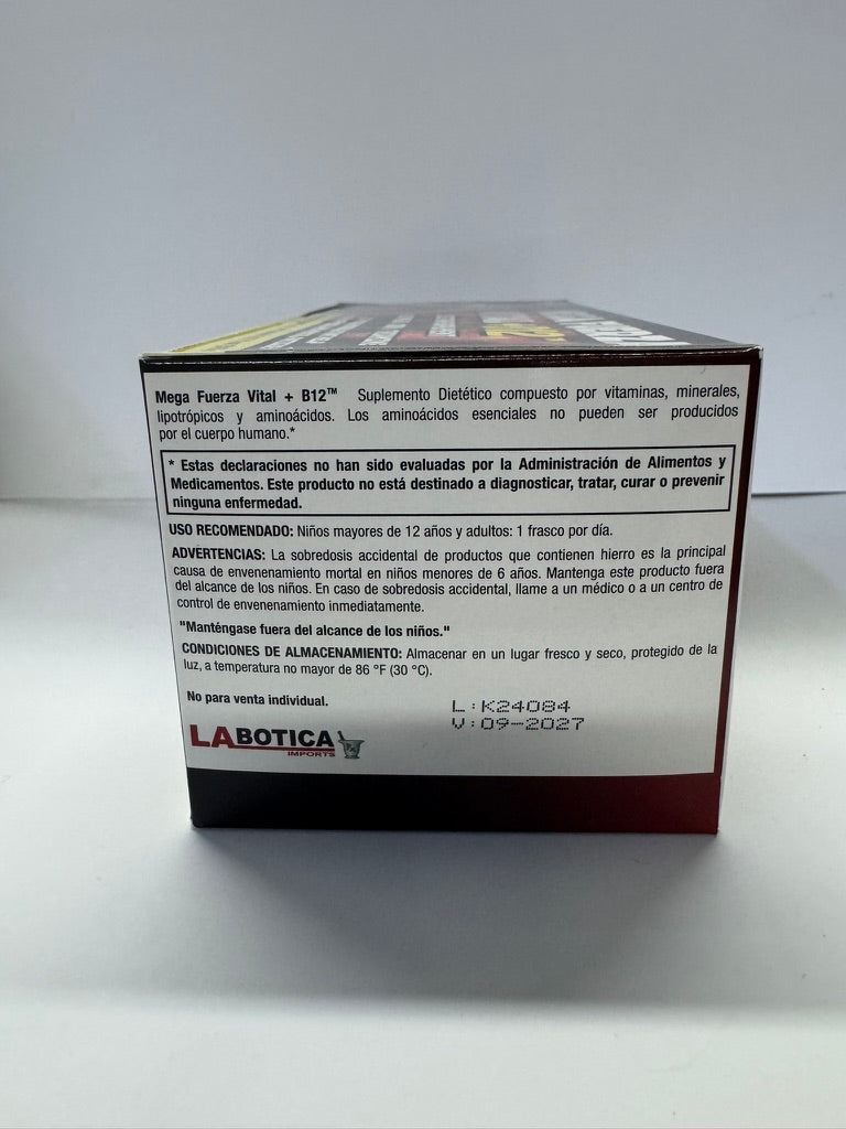 Mega Fuerza Vital +B12 de 21 Frascos